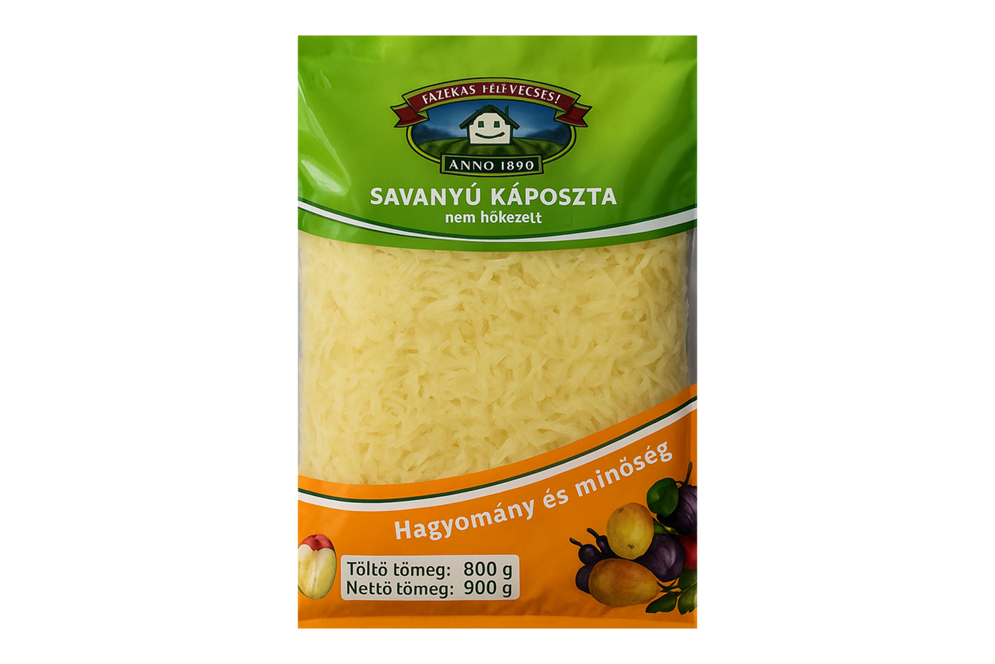 Fazekas sour cabbage 900g – reduced price, BB 24/09/2025 – fermented cabbage in brine