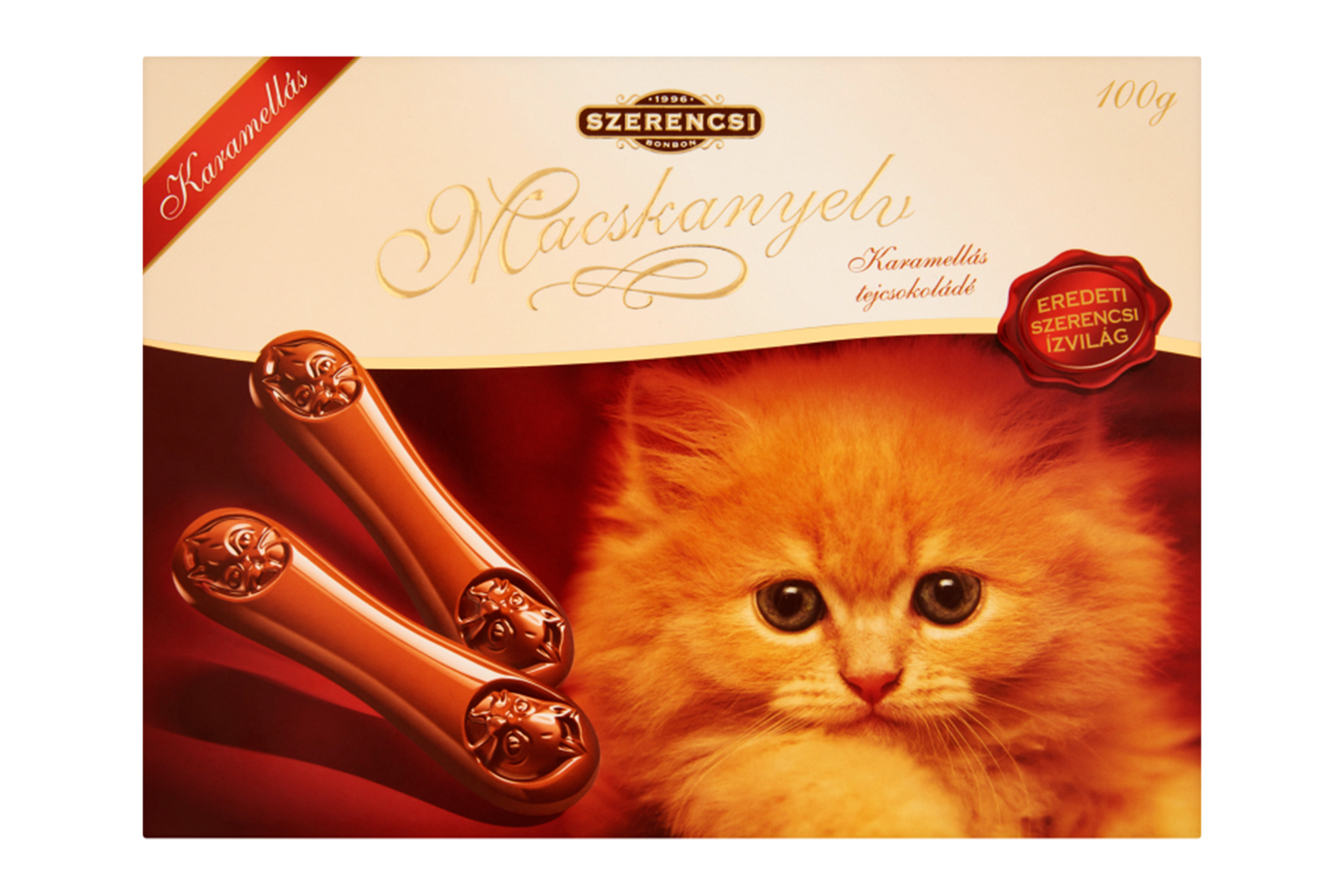 Cat tongue novelty milk chocolate with caramel