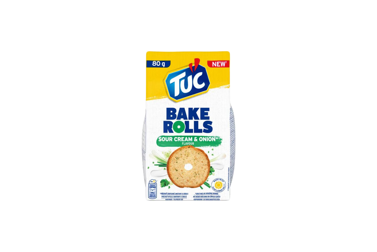 Double baked rolls with sour cream and onion flavour