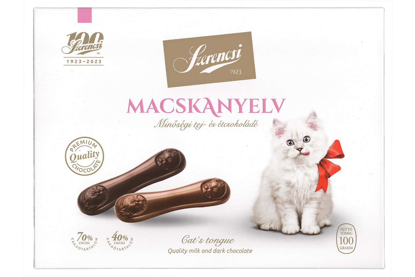 Szerencsi Cat Tongue Dark and Milk Chocolate 100g