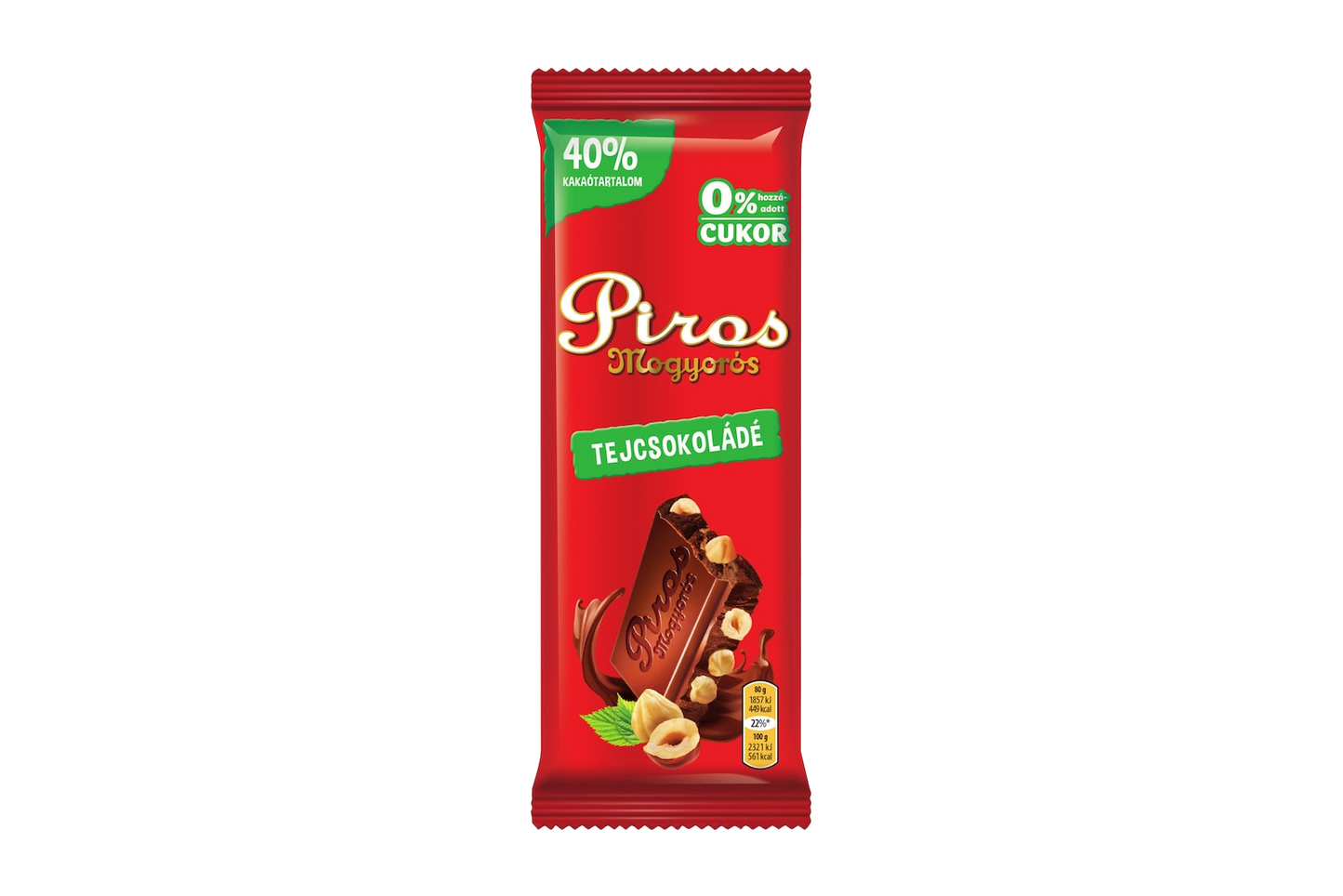 Piros Milk Chocolate with Whole Hazelnuts 80g