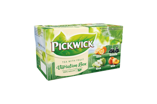 Pickwick Variation Box containing 4 fruit flavoured black teas, 20 bags of 30g each