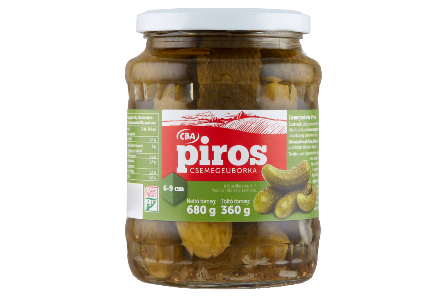 CBA pickled gherkins 680g – crunchy Hungarian pickles 6–9cm in brine