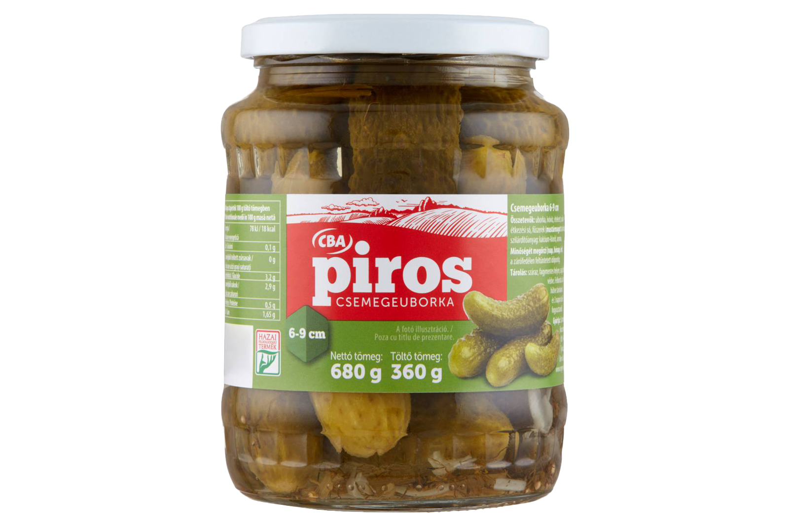 CBA pickled gherkins 680g – crunchy Hungarian pickles 6–9cm in brine
