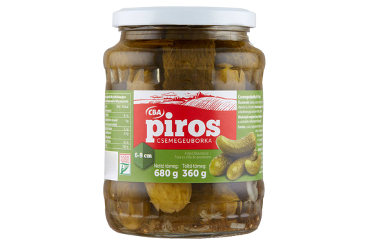 CBA pickled gherkins 680g – crunchy Hungarian pickles 6–9cm in brine