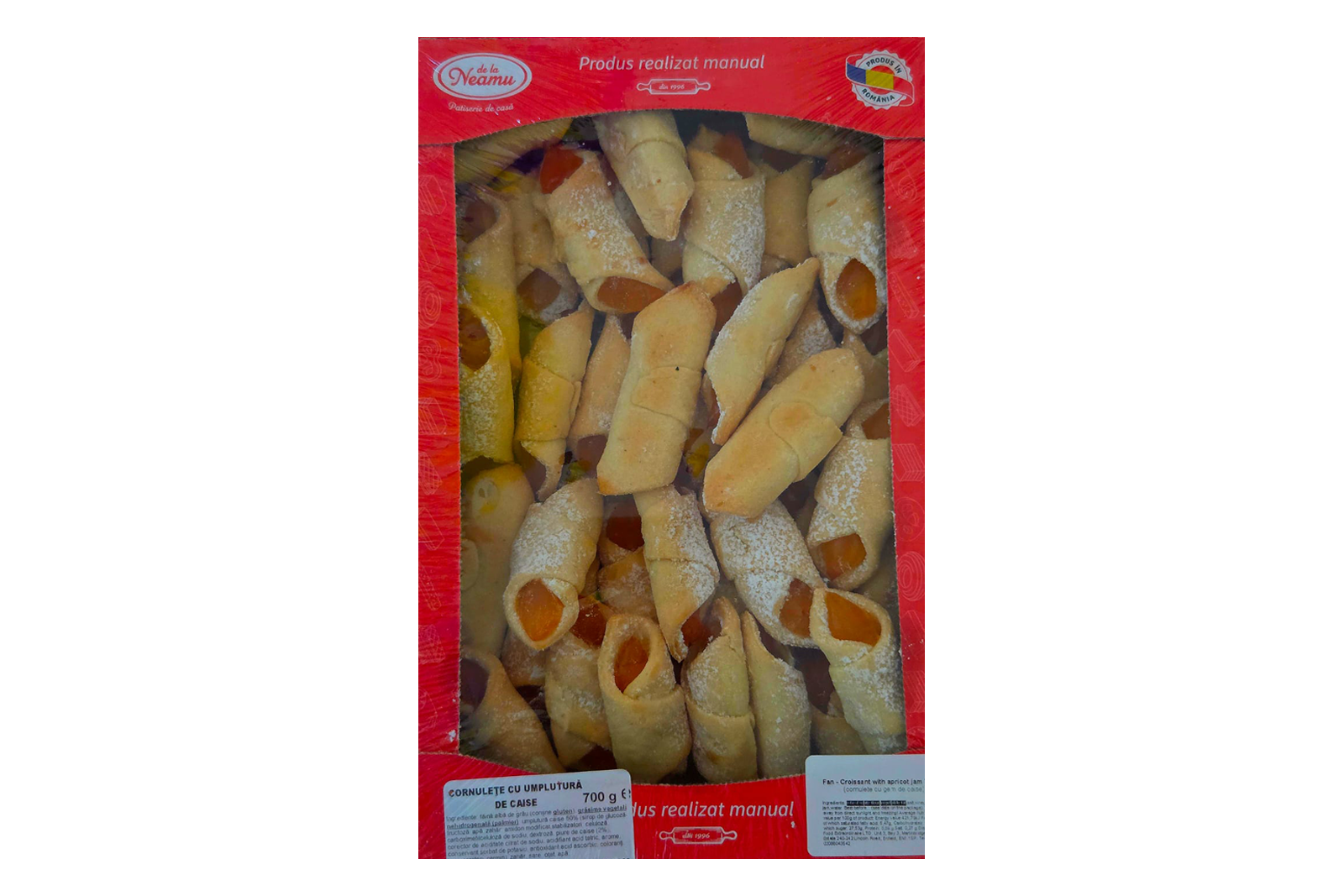 De la Neamu apricot jam rolls 700g – crescent pastries filled with fruity apricot jam