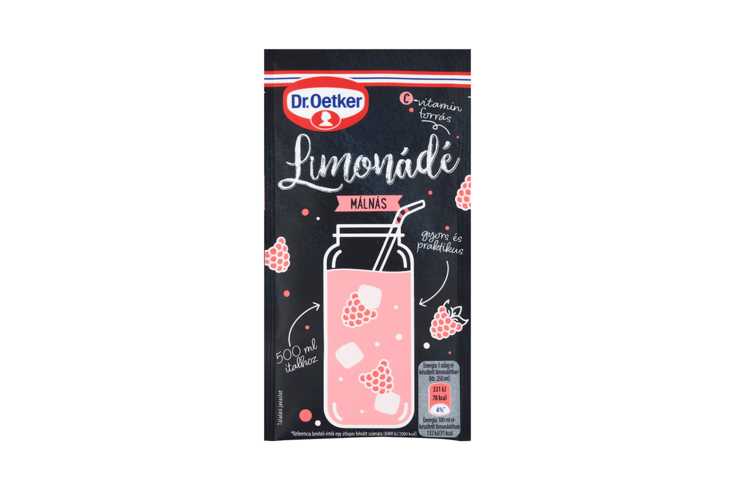 Dr. Oetker Raspberry Lemonade Powder for 500ml Liquid 40g
