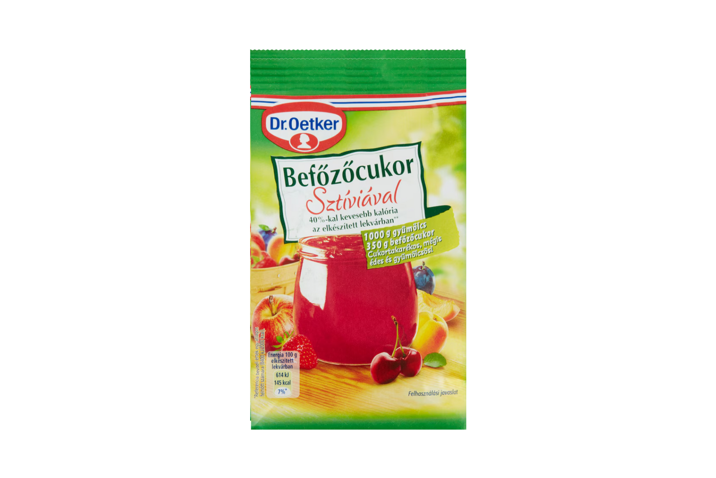 Dr. Oetker Reduced Calorie Pectin-Based Jam Sugar with Stevia 350g 