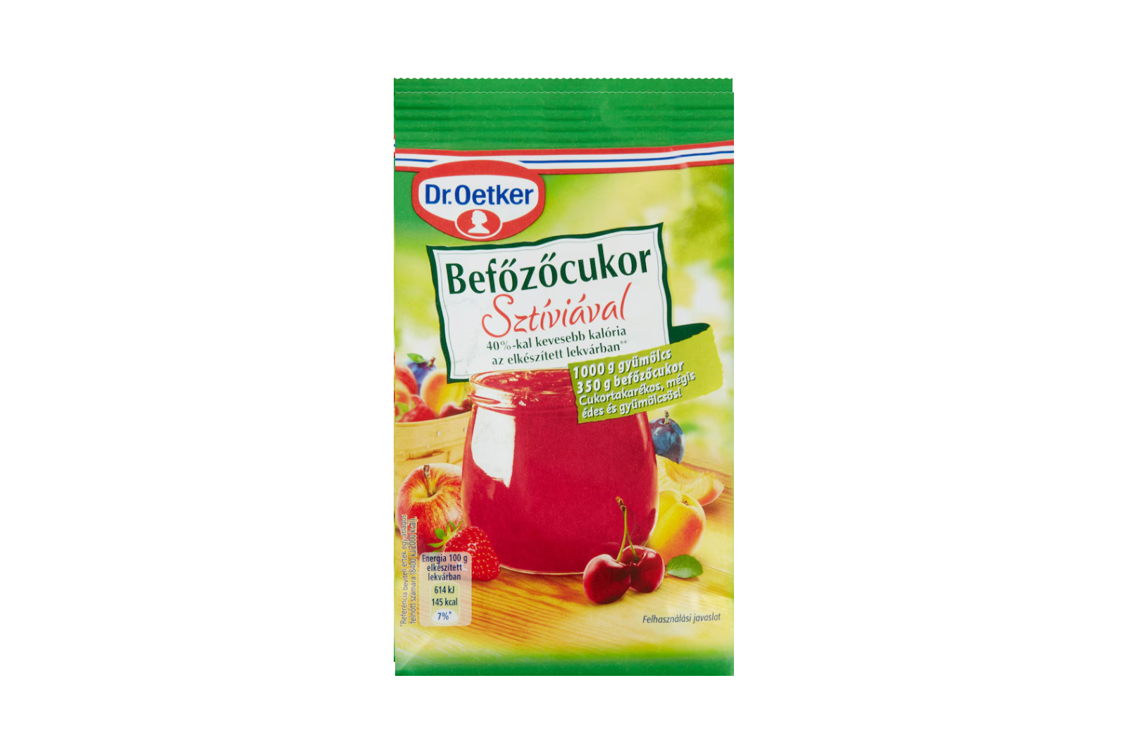 Dr. Oetker Reduced Calorie Pectin-Based Jam Sugar with Stevia 350g 