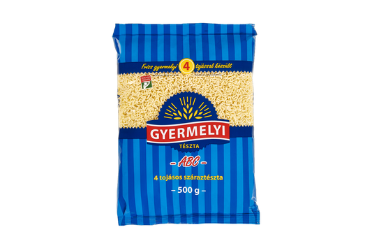 Gyermelyi ABC pasta 500g – 4-egg alphabet-shaped Hungarian pasta