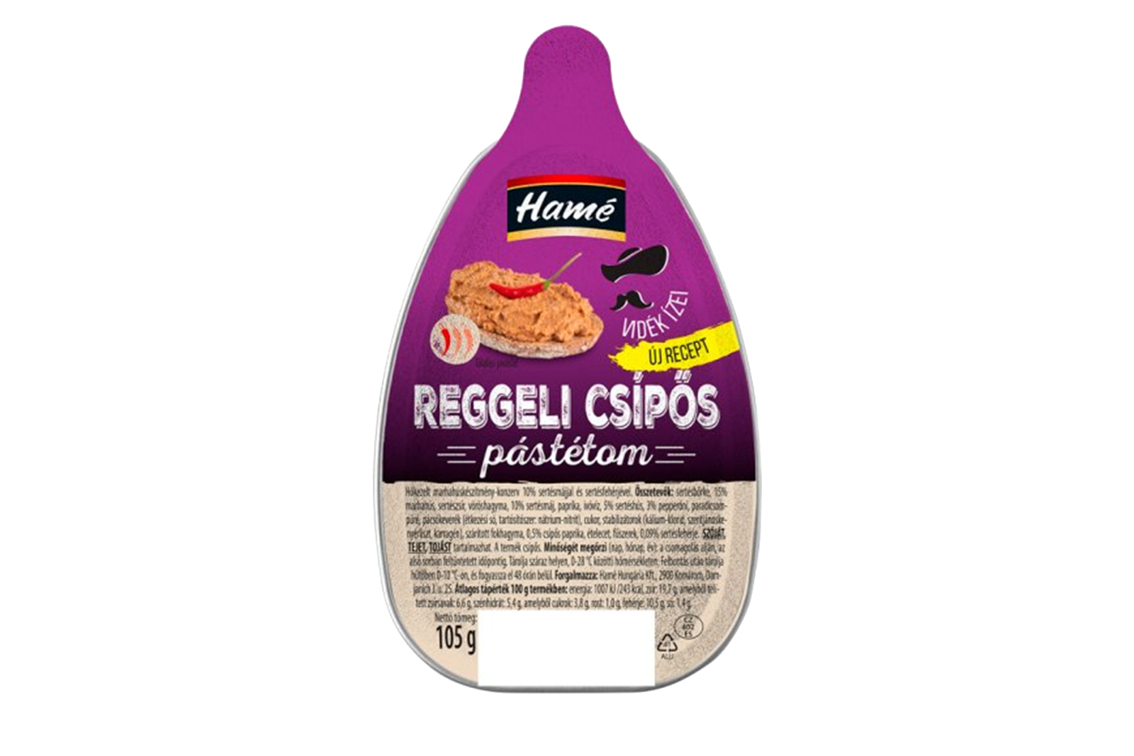 Spicy breakfast pate with beef and pork 105g – savoury Hungarian spread with bold flavour and creamy textur