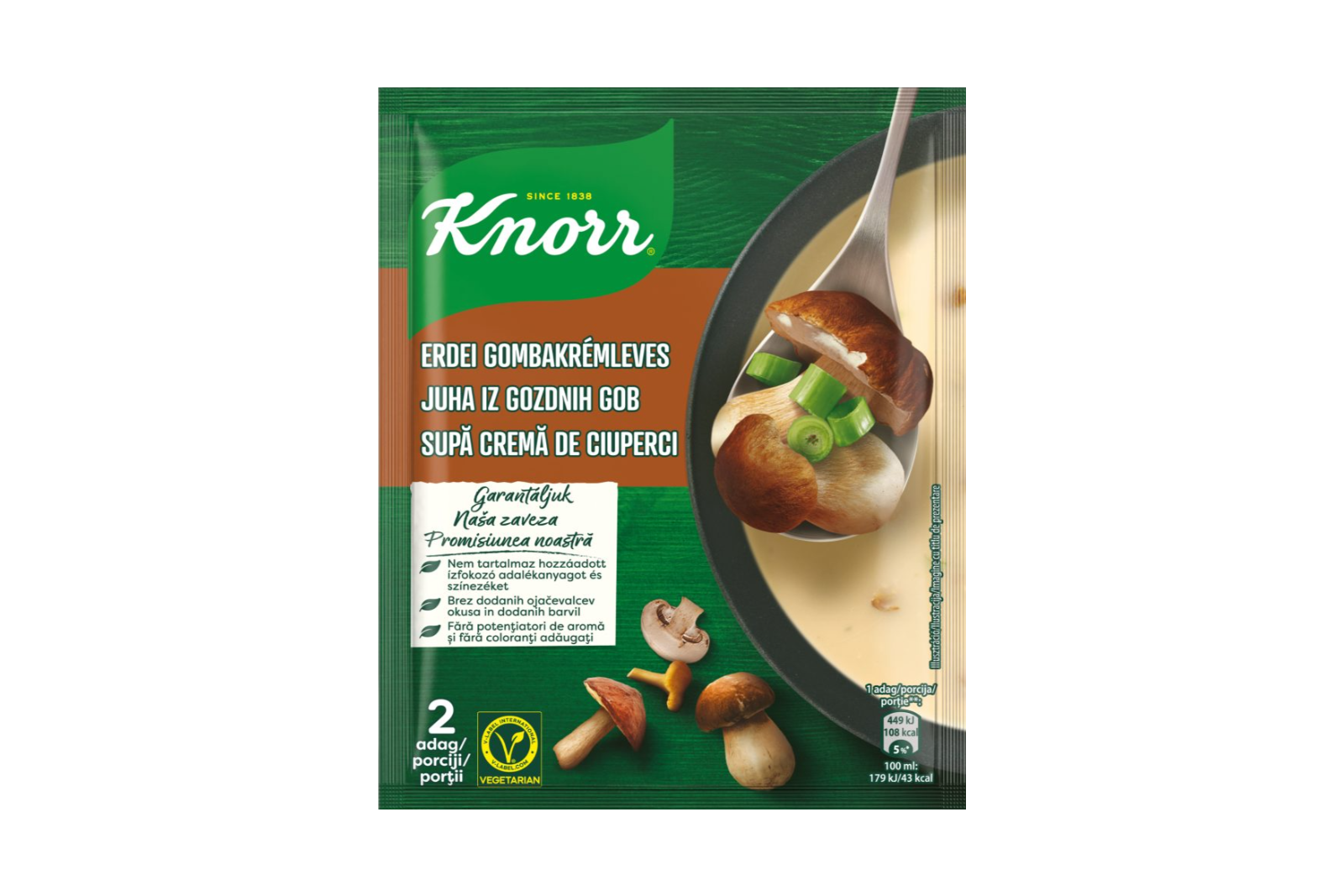 Instant porcini mushroom cream soup