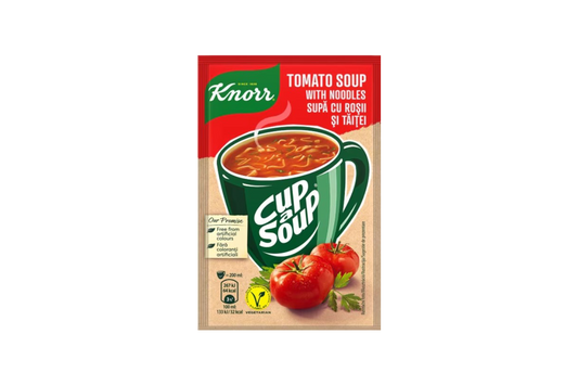Instant tomato soup with noodles