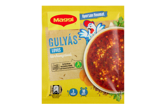 Instant hungarian goulash soup with tarragon pasta