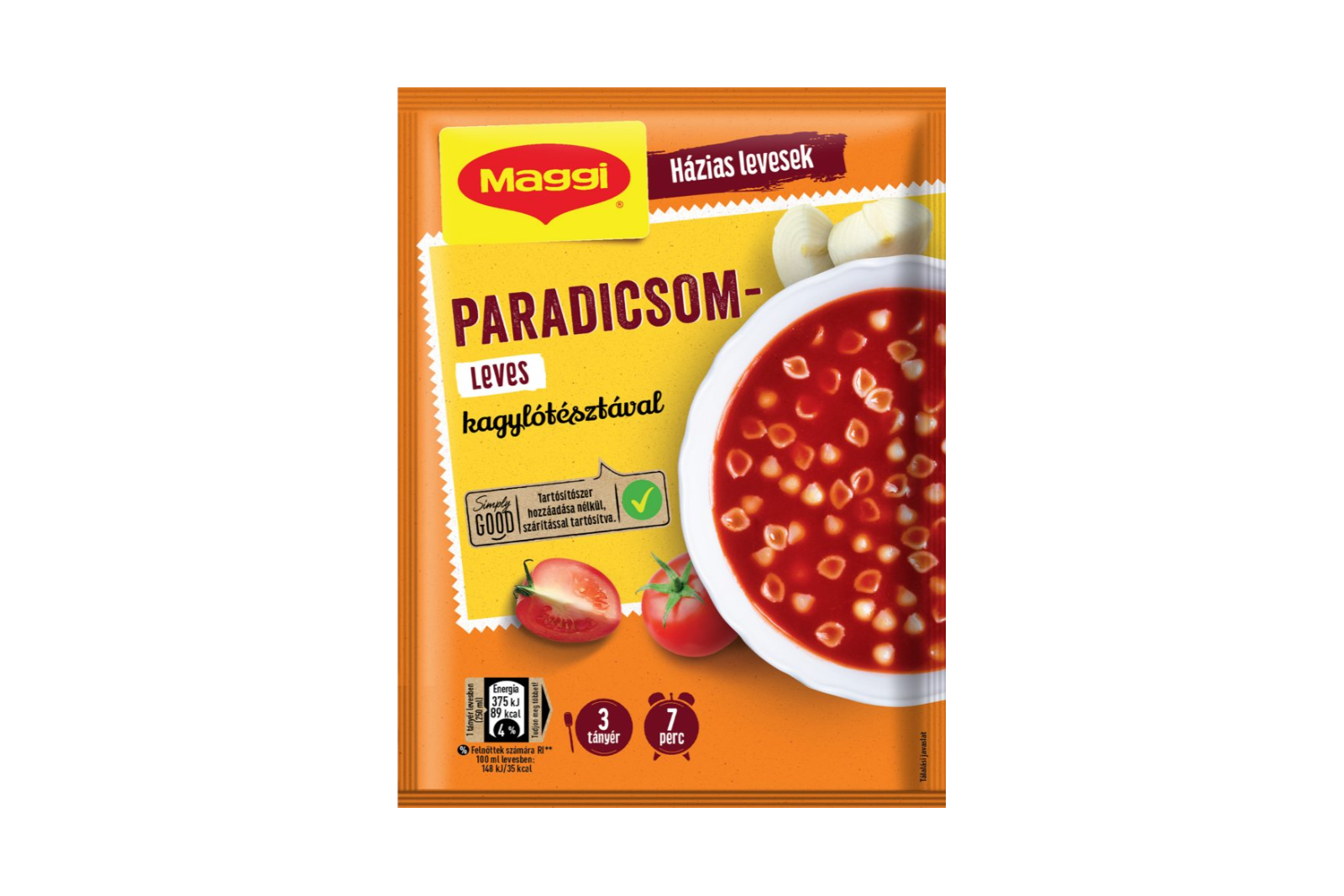 Instant tomato soup with noodles
