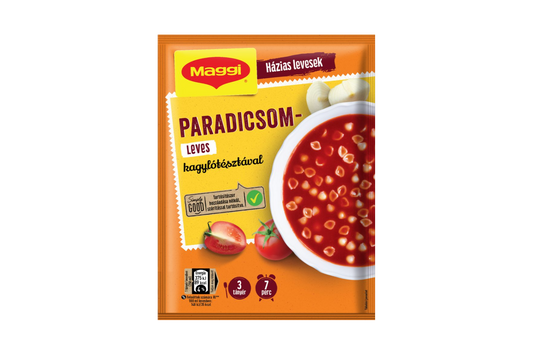 Instant tomato soup with noodles