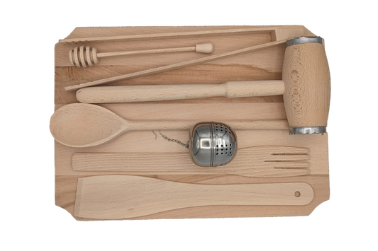 Perfect Home Hungarian 8pcs Hungarian Wooden Kitchen Utensil & Tea Infuser Set