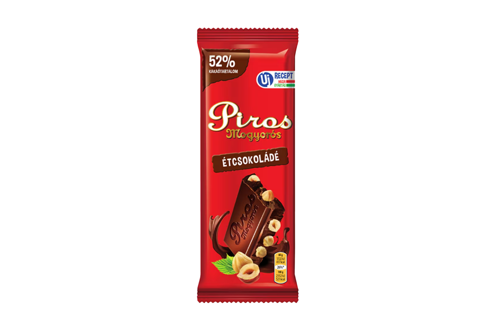 Piros dark chocolate with hazelnuts 80g – rich chocolate with whole nuts