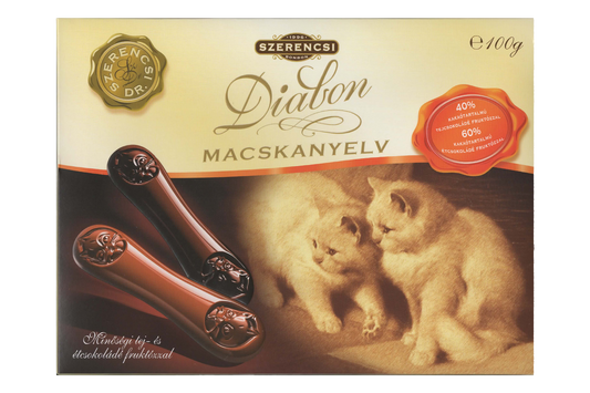 Cat tongue novelty milk and dark chocolate with fructose