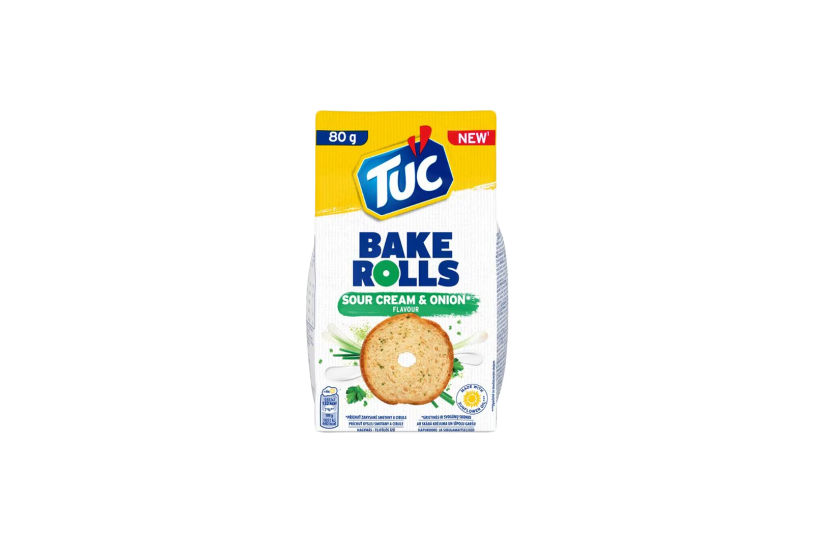 Double baked rolls with sour cream and onion flavour
