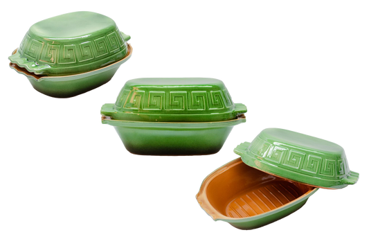 Slow Cooking Terracotta Roman Pot - Glazed in Assorted colour 33x25x16cm 4L