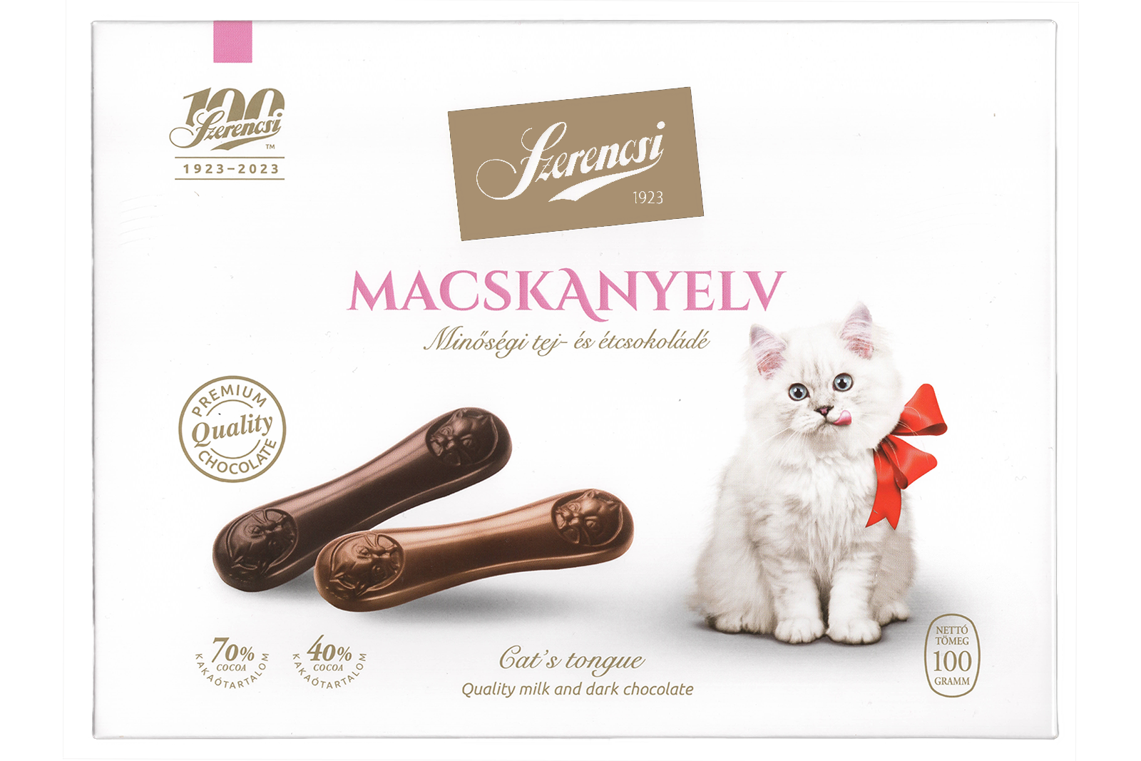 Szerencsi Cat Tongue Dark and Milk Chocolate 100g