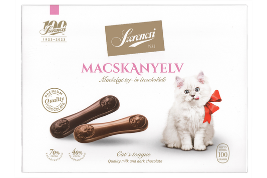 Szerencsi Cat Tongue Dark and Milk Chocolate 100g