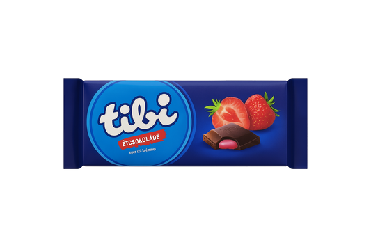 Tibi dark chocolate with strawberry cream 90g – fruity cream-filled chocolate bar