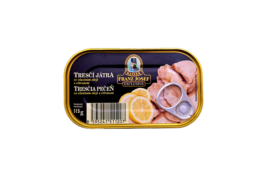 Franz Josef Kaiser Exclusive Icelandic Cod Liver in Own Oil with Lemon 115 g