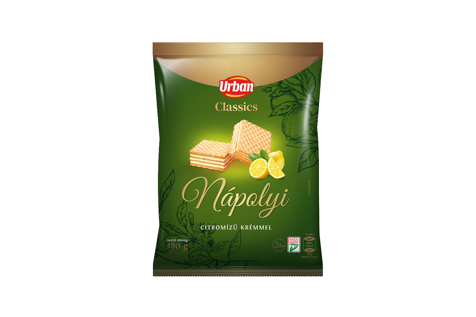 Urban Classics lemon cream wafer 180g, sweet layered biscuit snack