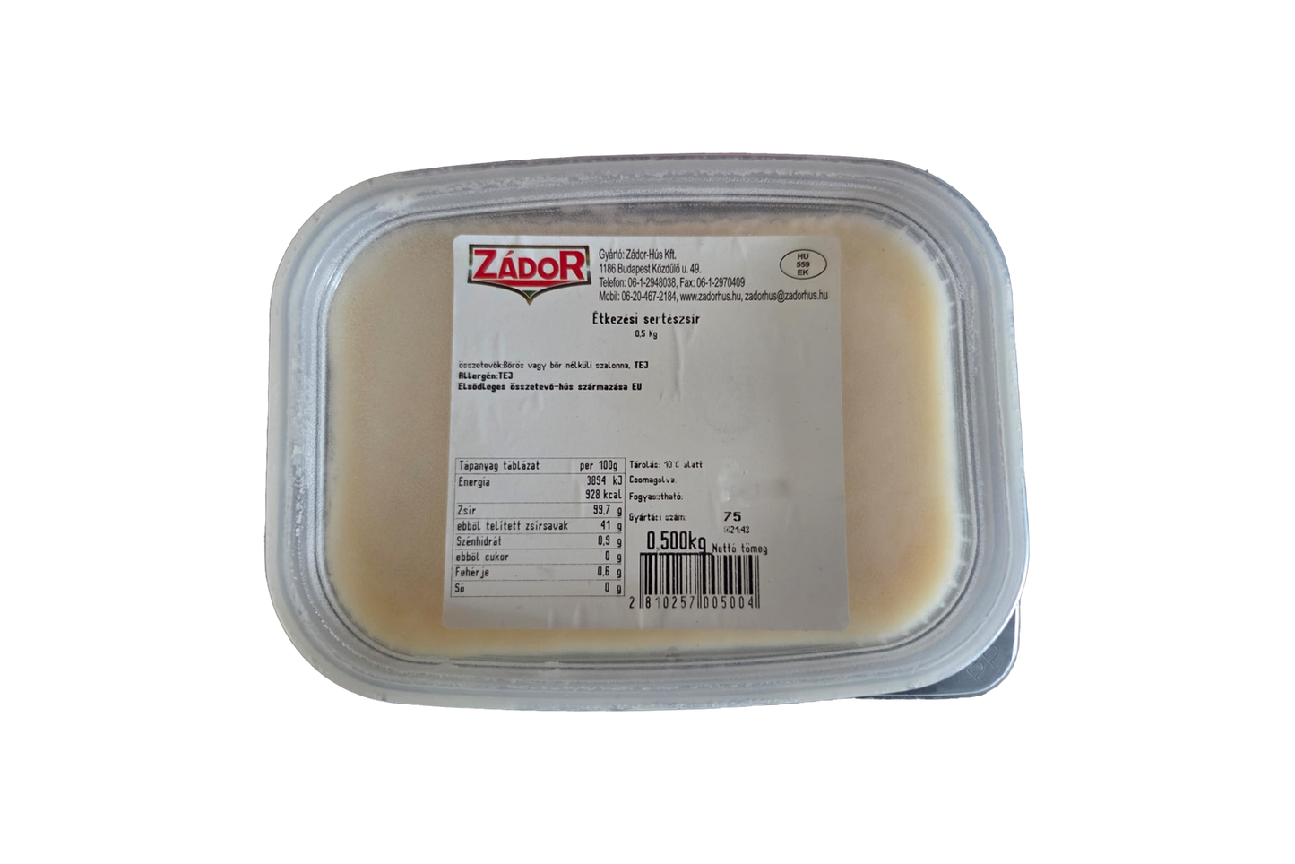 Zador Hungarian Rendered Pork Fat (Lard) 500g